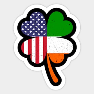 Irish American Flag Ireland Shamrock St Patricks Day Sticker